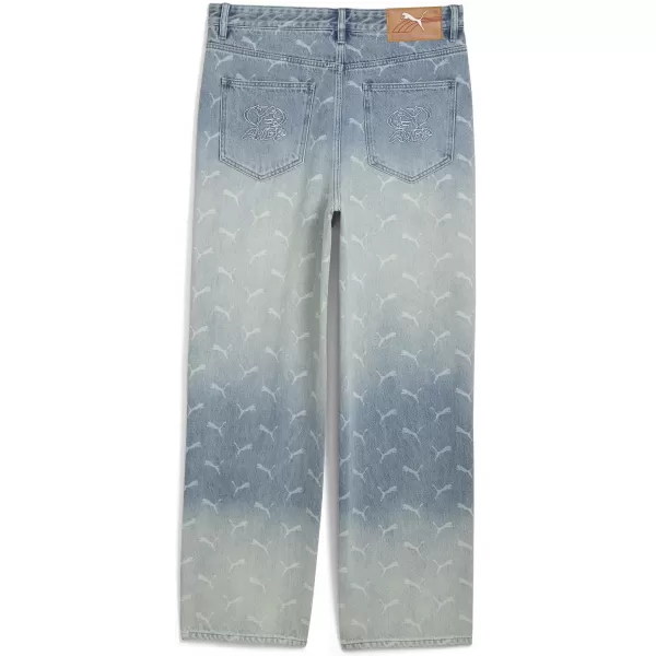  Pantaloni pentru bărbați PUMA ROCKY LASER MONOGRAM DENIM 633428-01 DENIM DECOLORAT/AOP 