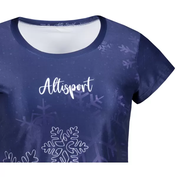  Tricou de Crăciun premium pentru femei ALTISPORT VOJ/ALWVN8TR06 ALBASTRU ÎNCHIS 