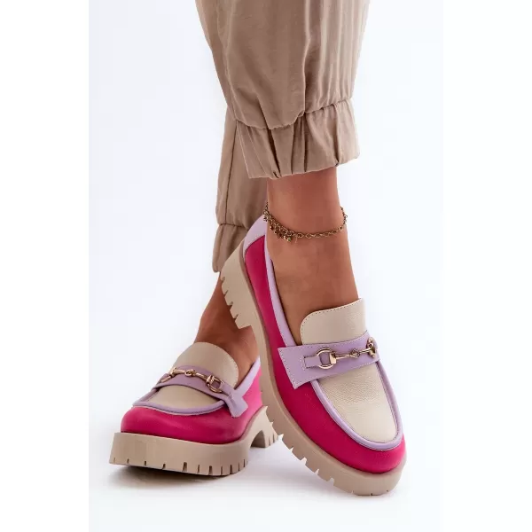  Mocasini de dama ZAZOO 3475 BEJ/FUSCHIA/LILIAC 