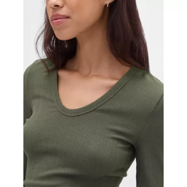  Tricou pentru femei GAP LONGSLEEVE RIBBED TEE 822221-03 MUŞCHI NEGRU 