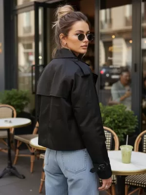 Palton de damă DSTREET NY0770 NEGRU