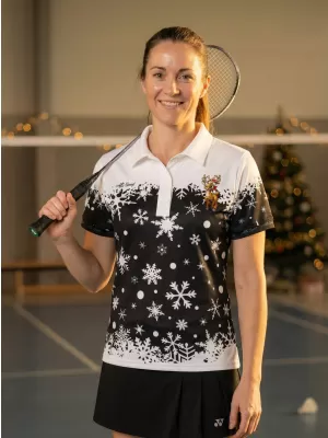 Tricou de Crăciun de damă cu guler premium ALTISPORT VOJ/ALWVN3TR05 ALB