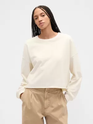 Hanorac de dama GAP LOGO SWEATSHIRT 799277-02 PÂNZĂ ALBĂ