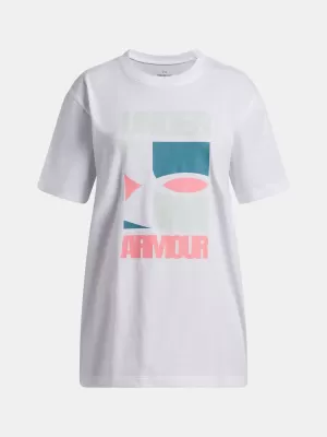 Tricou fetita UNDER ARMOUR UA G BLOCK LOGO OS SS 6009720-100 ALB
