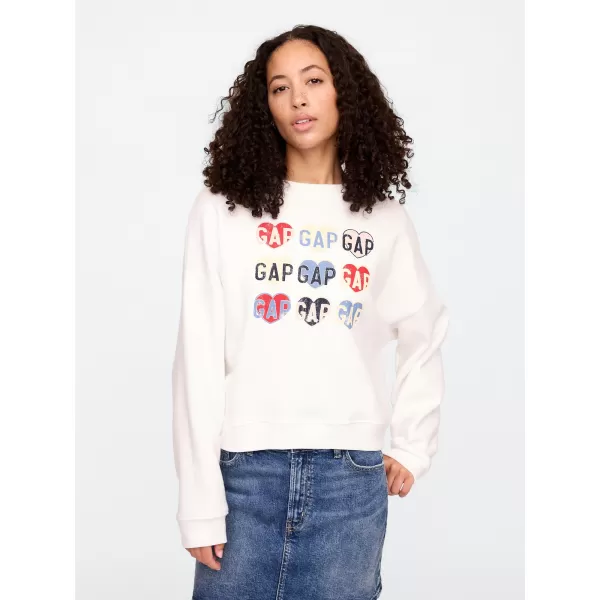  Hanorac de dama GAP HERITAGE LOGO WEDGE NECK SWEATSHIRT 744527-00 GRAFIC INIMA ALBĂ 