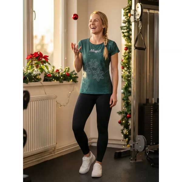  Tricou de Crăciun premium pentru femei ALTISPORT VOJ/ALWVN8TR06 VERDE 