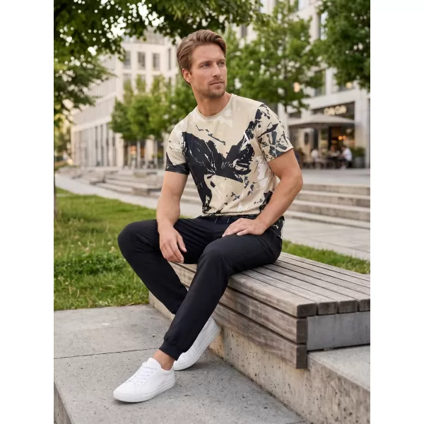  Tricou premium pentru bărbați ALTISPORT VOJ/ALM131TR01 BEJ/NEGRU 