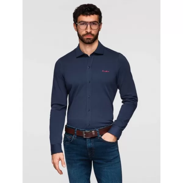  Cămașă pentru bărbați OMBRE K697 ALBASTRU MARIN 