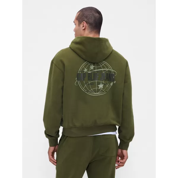  Hanorac pentru bărbați GAP LOGO PULLOVER HOODIE 822076-03 JACHETA ARMATA VERDE 
