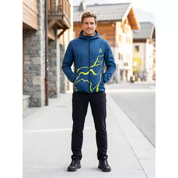  Jachetă softshell premium pentru bărbați ALTISPORT VOJ/ALM073JACK01 BLEUMARIN/GALBEN NEON 