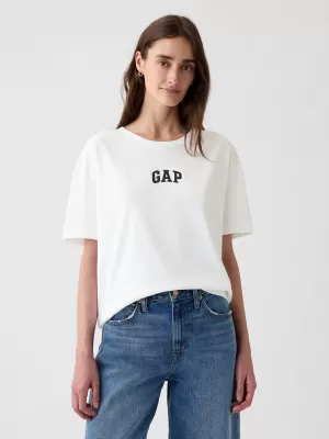 Tricou pentru femei GAP LOGO EASY BOYFRIEND TEE 407990-03 ALB OPTIC