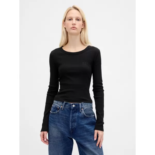 Tricou pentru femei GAP LONGSLEEVE LOGO TEE 801017-04 NEGRU 