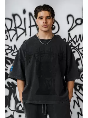 Tricou supradimensionat pentru bărbați NEBBIA x Sexsdreams 809 NEGRU