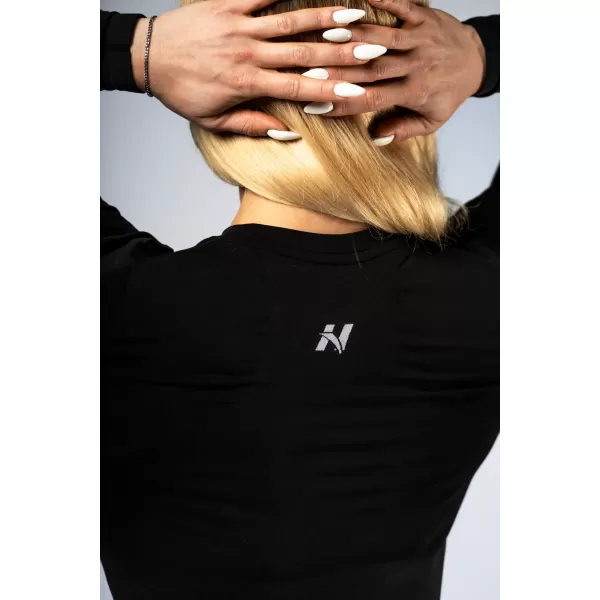  Crop top fără cusături, cu mâneci lungi POWER 892 BLACK Nebbia 