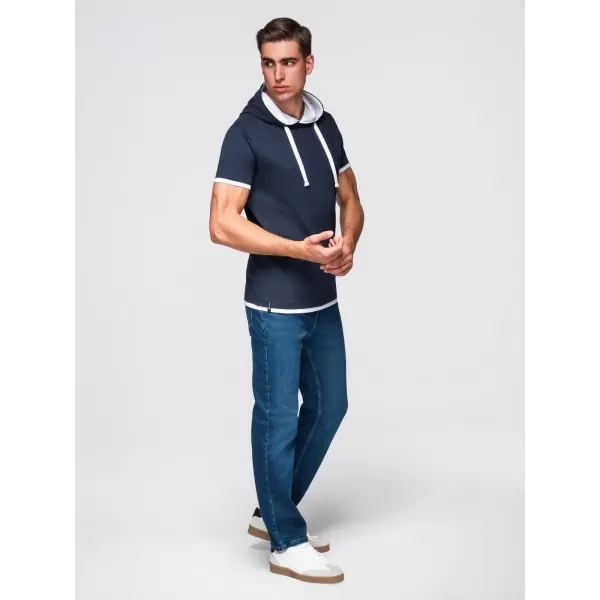  Tricou pentru bărbați OMBRE OM-TSCT-0256 ALBASTRU MARIN 