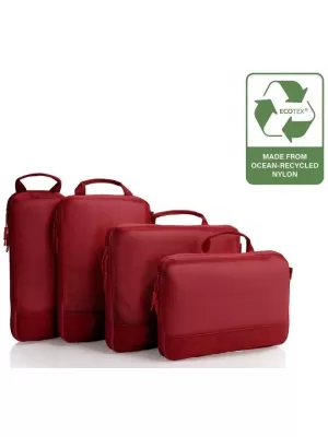Valiză HEYS Ecotex Compression Packing Cube 4 Pc Set ARȚAR ROȘU