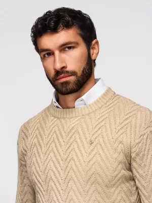 Pulover pentru bărbați OMBRE OM-SWSW-0147 NISIP