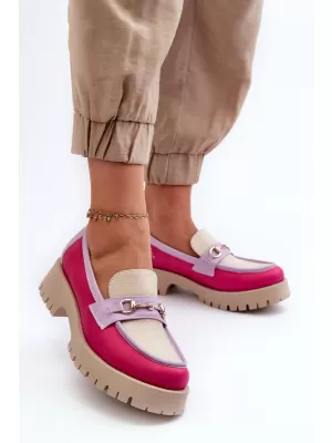 Mocasini de dama ZAZOO 3475 BEJ/FUSCHIA/LILIAC
