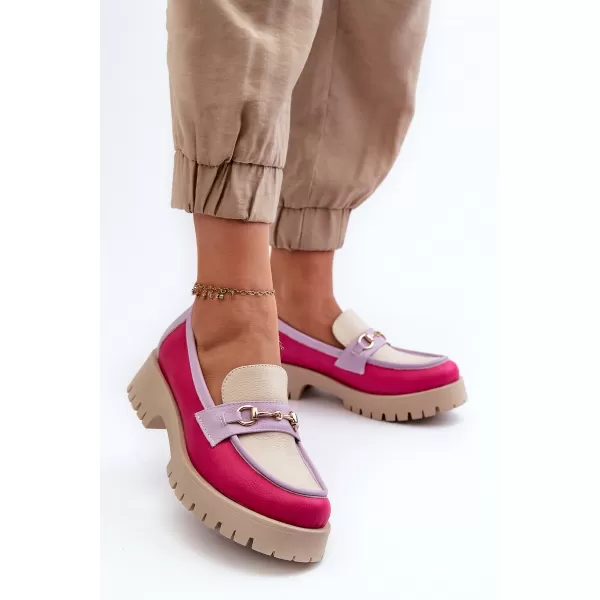  Mocasini de dama ZAZOO 3475 BEJ/FUSCHIA/LILIAC 