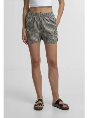 Pantaloni scurți de damă URBAN CLASSICS TB6845 MĂSLINIU/ALB