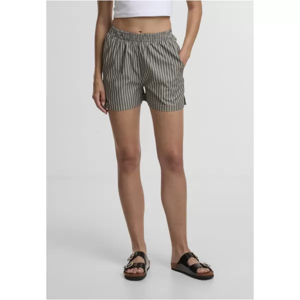  Pantaloni scurți de damă URBAN CLASSICS TB6845 MĂSLINIU/ALB 