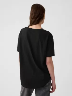 Tricou pentru femei GAP LOGO EASY BOYFRIEND TEE 407990-01 NEGRU
