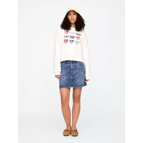  Hanorac de dama GAP HERITAGE LOGO WEDGE NECK SWEATSHIRT 744527-00 GRAFIC INIMA ALBĂ 