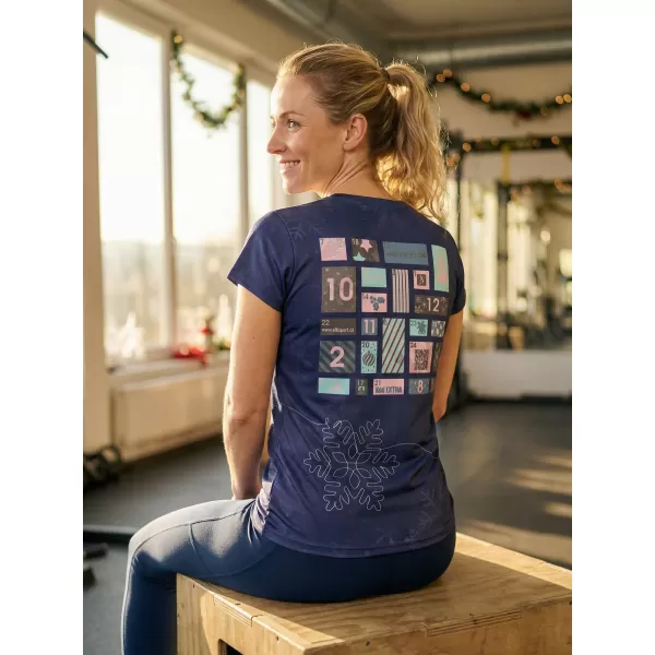  Tricou de Crăciun premium pentru femei ALTISPORT VOJ/ALWVN8TR06 ALBASTRU ÎNCHIS 