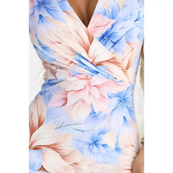  Rochie NUMOCO 379-7 ALBASTRU CU FLORI 