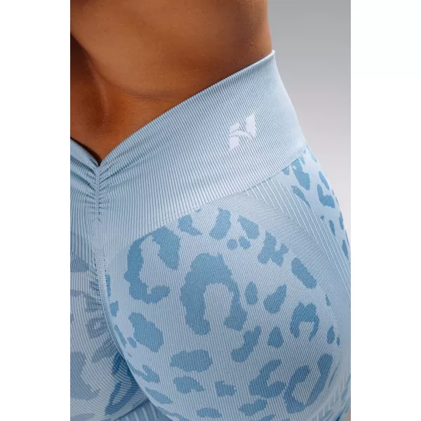  Pantaloni scurți de compresie push-up cu imprimeu leopard NEBBIA PRIMAL 856 LEOPARD ALBASTRU 