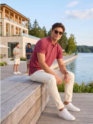 Tricou pentru bărbați cu guler ALTISPORT NP/ALMST90601 BURGUNDIA