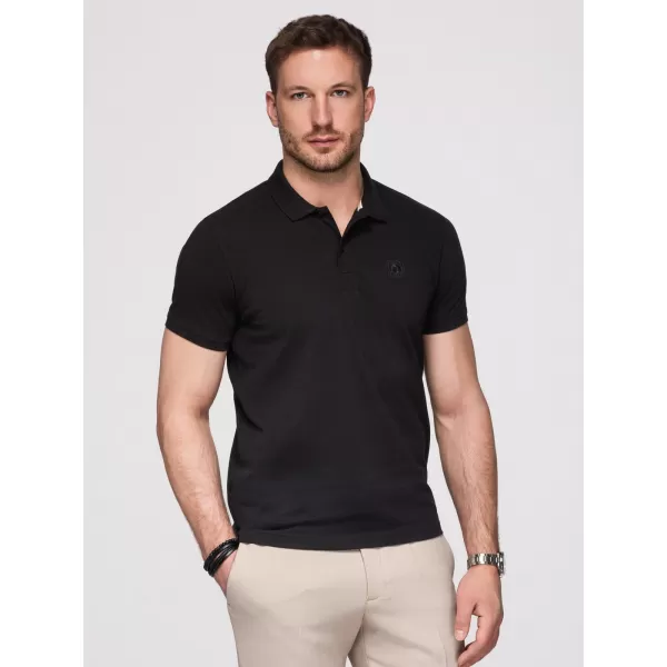  Tricou pentru bărbați cu guler OMBRE OM-POBS-0171 NEGRU/ALB/BEJ 