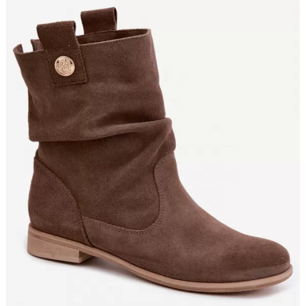  Botine de dama ZAZOO 4210 PIELE ÎNTOARSĂ MARO 