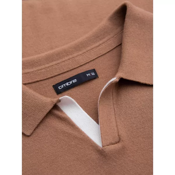  Tricou pentru bărbați cu guler OMBRE OM-POLS-0138 MARO DESCHIS 