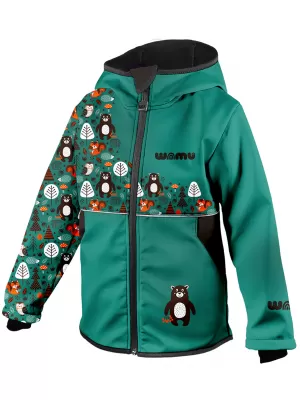 Jachetă softshell pentru copii WAMU MEDVĚDI TURCOAZ