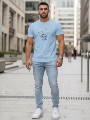 Tricou pentru bărbați DSTREET NX0149R-SK ALBASTRU DESCHIS