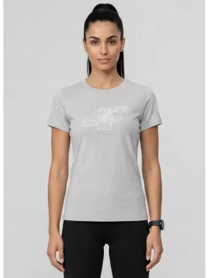 Tricou pentru femei 4F WMM00TTSHF3309 MELANGE GRI DESCHIS RECE