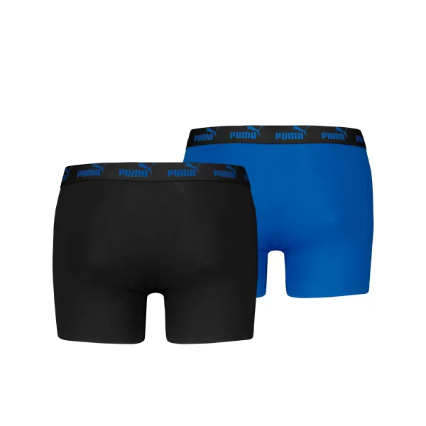  Boxeri pentru bărbați PUMA ELEMENTS MEN BASIC BOXERS 2P 93875301 NEGRU/ALBASTRU 