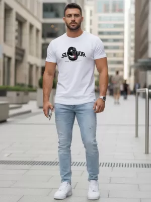 Tricou pentru bărbați DSTREET NX5019R-WH ALB