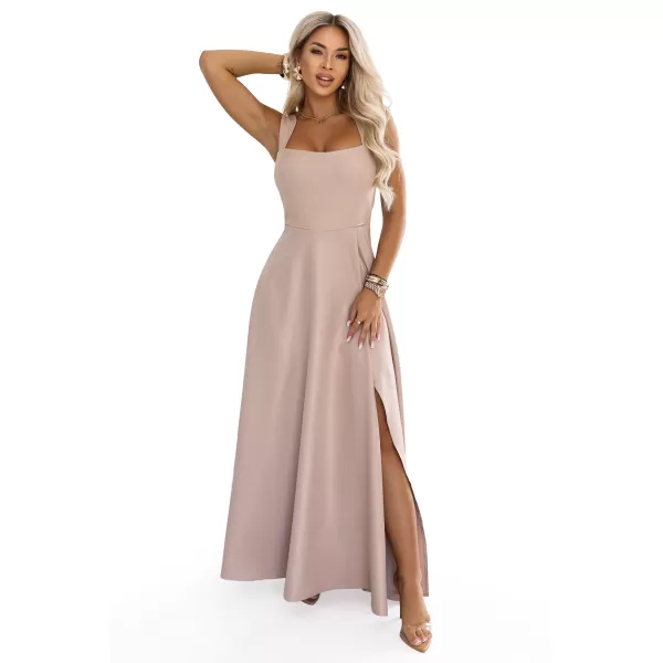  Rochie NUMOCO 633-5 BEJ ÎNCHIS CU SCLIPICI 