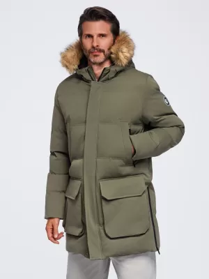 Parka pentru bărbați OMBRE OM-JALJ-0310 MĂSLINE ÎNCHISE