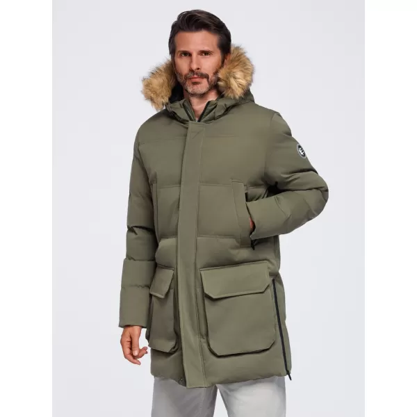  Parka pentru bărbați OMBRE OM-JALJ-0310 MĂSLINE ÎNCHISE 