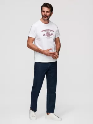 Tricou pentru bărbați OMBRE OM-TSPT-0269 ALB