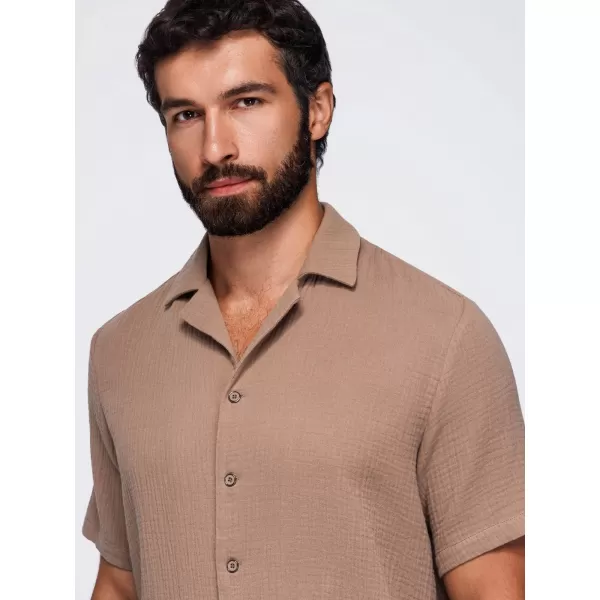  Cămașă pentru bărbați OMBRE OM-SHSS-0223 MARO DESCHIS 