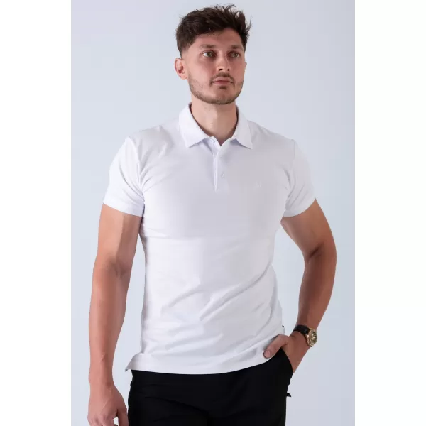  Tricouri pentru bărbați NEBBIA MIKE MUSCLE FIT POLO 157 ALB 