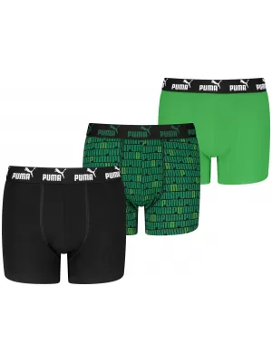 Boxeri pentru copii PUMA ELEMENTS BOYS PRINTED BOXERS 3P 93896703 NEGRU/VERDE