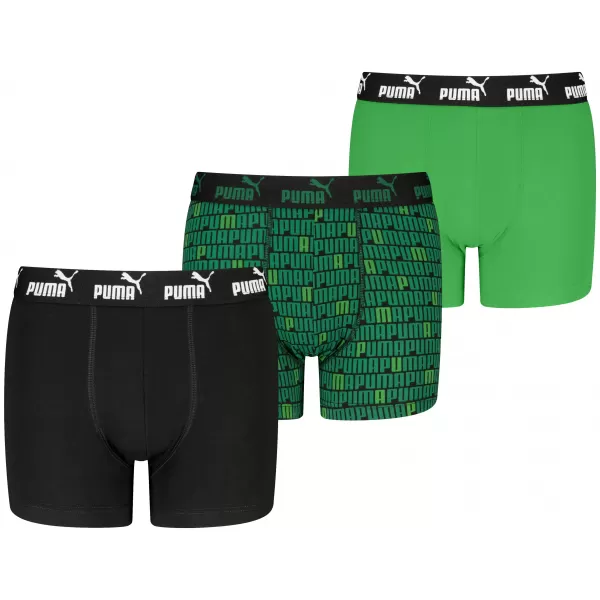  Boxeri pentru copii PUMA ELEMENTS BOYS PRINTED BOXERS 3P 93896703 NEGRU/VERDE 