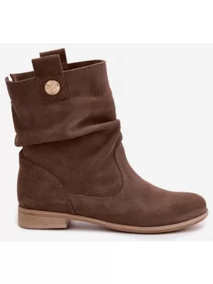 Botine de dama ZAZOO 4210 PIELE ÎNTOARSĂ MARO