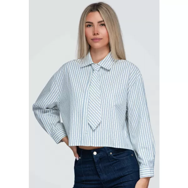  Cămașă de damă OMBRE OW-SH-E0069 ALBASTRU 