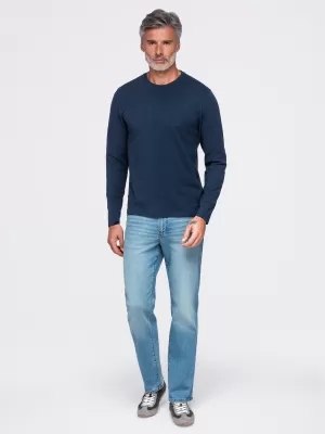 Tricou pentru bărbați OMBRE OM-LSBL-0142 ALBASTRU MARIN
